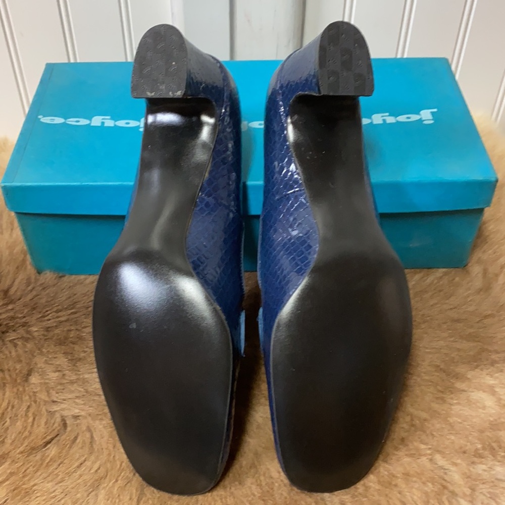 60s Joyce Blue Snakeskin Mod Heels Shoes 10 Vintage - Picture 5 of 9